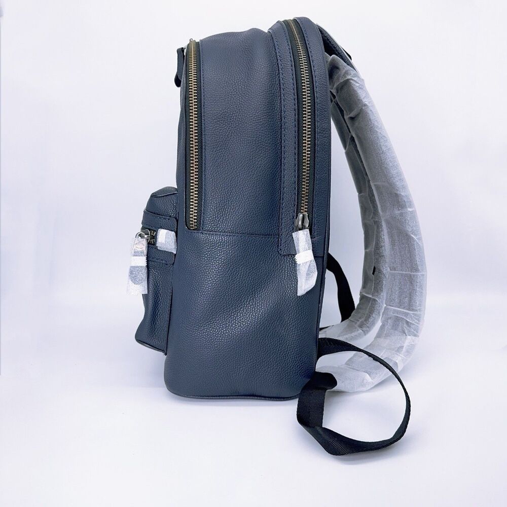 Coach 32235 Academy Backpack Style Midnight Navy Black Copper Pebbled Leather - Picture 4 of 11